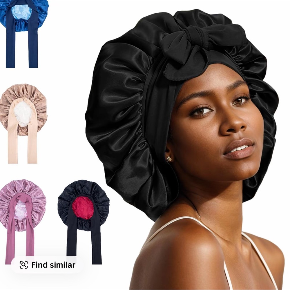Black Satin Hair Bonnet